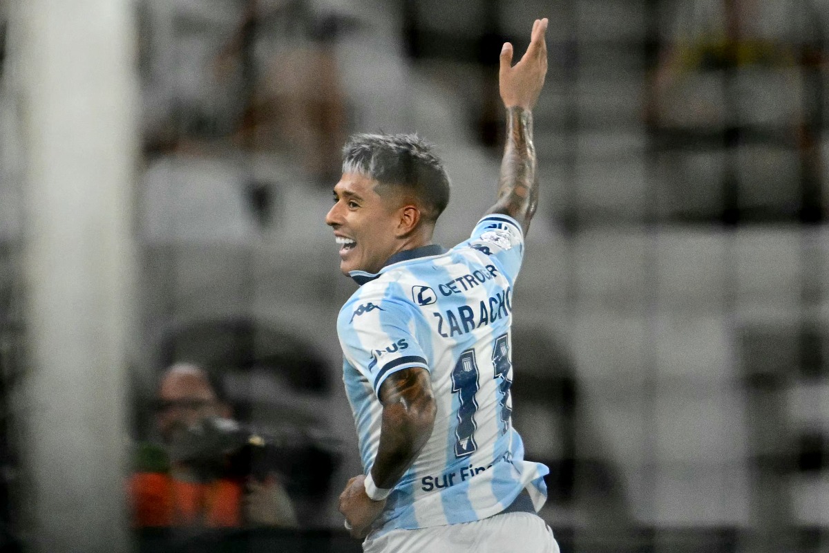 Matías Zaracho comemora gol pelo Racing (foto: Divulgação / Conmebol)