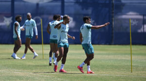 Matheus Pereira, meio-campista do Cruzeiro, em treinamento na Toca da Raposa II (foto: Leandro Couri/EM/D.A Press)