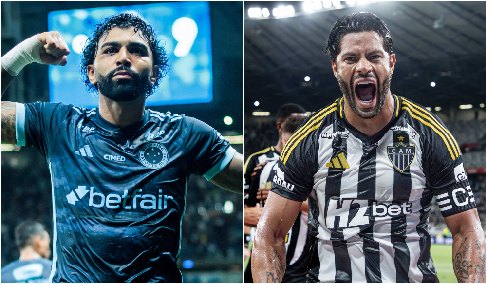 Gabigol e Hulk, astros de Cruzeiro e Atlético (foto: Montagem com imagens de Gustavo Aleixo/Cruzeiro e Pedro Souza/Atlético)