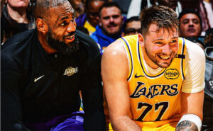 LeBron e Doncic, astros do Los Angeles Lakers (foto: Reprodução/NBA)