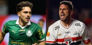 Maurício, do Palmeiras, e Calleri, do São Paulo (foto: Cesar Greco/Palmeiras/by Canon e Rubens Chiri / São Paulo FC)