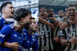 Jogadores de Cruzeiro e Atlético (foto: Gustavo Aleixo / Cruzeiro - Pedro Souza / Atlético )