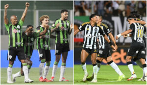 América e Atlético serão os protagonistas da final do Campeonato Mineiro de 2025 (foto: Montagem com imagens de Alexandre Guzanshe/EM/D.A Press e Leandro Couri/EM/D.A Press)