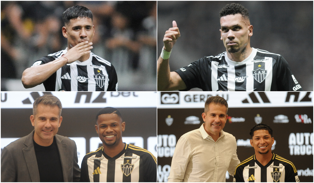 Zaracho, Paulinho, Júnior Santos e Rony foram protagonistas das transferências mais badaladas do Atlético nesta janela (foto: Montagem com imagens de Alexandre Guzanshe/EM/DA.Press)